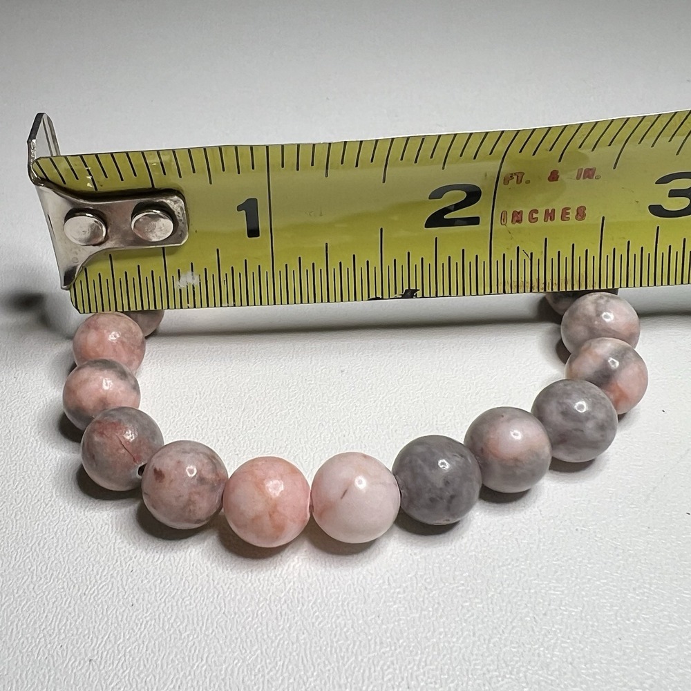 Pink Beaded Zebra‎ Jasper Bracelet Stretch Gemstone - Picture 4 of 4